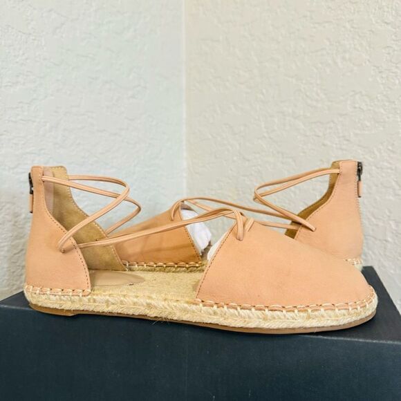 Eileen Fisher Lace-Up Leather Espadrille Sandal, Toffee Cream Pink Size 7.5, NWT - Picture 3 of 16